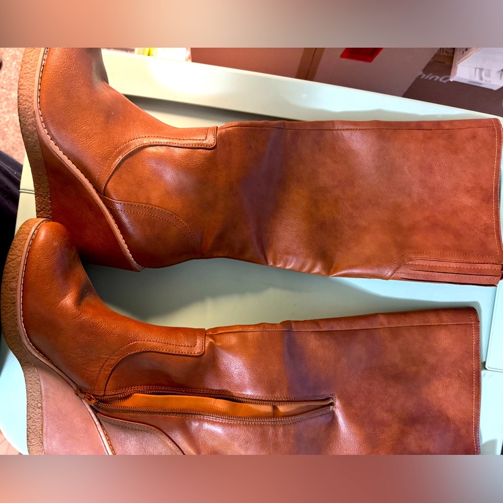 Brown knee high boots